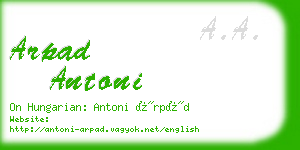 arpad antoni business card